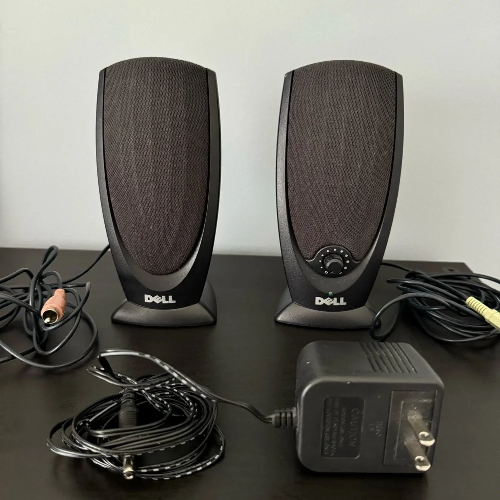 Dell A215 Black Computer Speakers with power adapter. Tested and working.